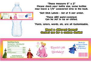   Sleeping Beauty ~ Printed Water Bottle Labels ~ Birthday Party Favors