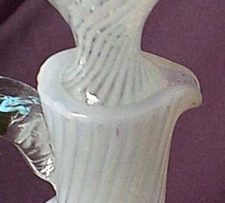 white opalescent art glass SWIRL square cruet EAPG  