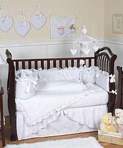 White Eyelet 12 piece Baby Girl Nursery Bedding Set  