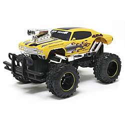 New Bright 115 Scale Yellow Monster Muscle Chevy Malibu RC Car 