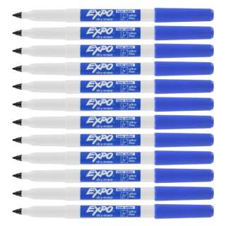 12 Expo Low Odor Blue Ultra Fine Dry Erase Markers  
