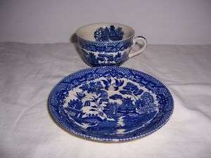 japan blue willow cup & saucer occupied japan  
