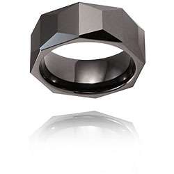 Ceramic Faceted Black Ring (8 mm)  