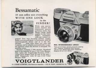 Original 1959 Vintage Ad Voightlander Bessamatic 35MM Reflex Cameras 