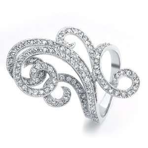   Jewelry Art Deco Swirl CZ Fashion Cocktail Ring   Size 5 Jewelry