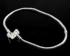 20pcs Charm Silver Snake Chain Bracelets Fit European Beads 17cm 