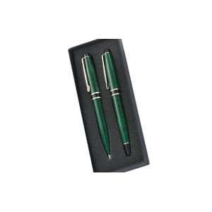 Free Personalized Green Marbleized Ball Point Pen & Roller Ball Pen 
