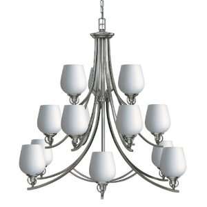  Polished Antique Nickel with Etched Opal Shades glass