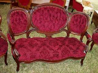 1800s VICTORIAN SETTEE & 2 CHAIRS VICTORIAN PARLOR SET  