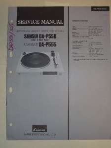 Sansui Service Manual~DA P550/P555 Turntable~Original  