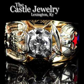 Double Eagle/Mystic Shrine Diamond Masonic Ring   1 ct. T.W.   14k 