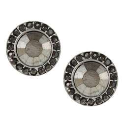 Morgan Ashleigh Silvertone Black Crystal Stud Earrings  