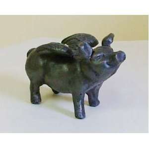  Flying Pig Cast Iron Doorstop Statuary