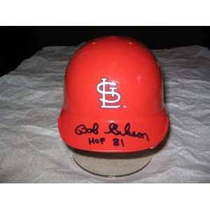 GAI Authentic Bob Gibson Autograph St. Louis Cardinals Mini Helmet w 