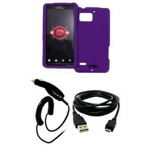 EMPIRE Purple Rubberized Hard Case Cover + Car Charger (CLA) + USB 