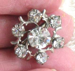 VINTAGE PRONG SET SILVERTONE CLEAR RHINESTONE VICTORIAN STYLE SCATTER 