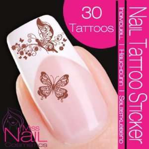  Nail Tattoo Sticker Butterfly / Floral   brown Beauty