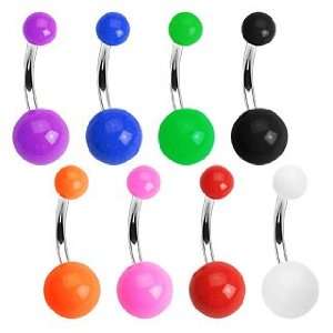  316L Surgical Stainless Steel Belly Rings with Solid color 