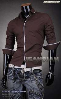 3mu Mens Designer Dress Shirts Tops Casual Slim Fit 8 Colors XS S M L 