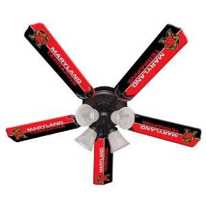 Maryland Terrapins College 52 Ceiling Fan w/five blades & light kit 
