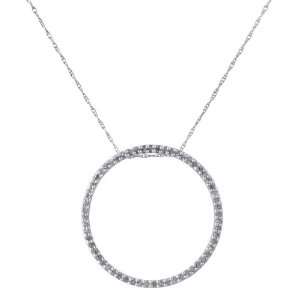   Silver Circle Necklace with Diamonds. 