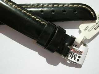 Morellato black saddle leather stitched watch band 14mm  