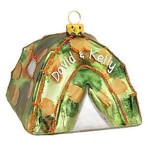    Personalized Camouflage Tent Glass Ornament