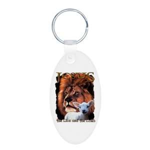  Aluminum Oval Keychain Jesus The Lion And The Lamb 