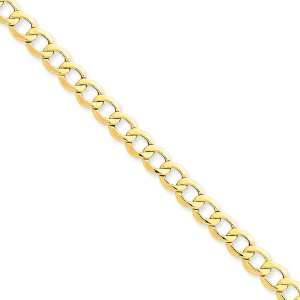  14k 6.5mm Semi Solid Curb Link Chain Length 7 Jewelry