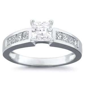  1 Carat Princess Diamond 14k White Gold Engagement Ring Jewelry