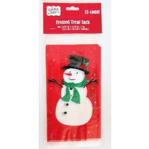  15pcs Clear Red Snow Man Flat Cello/Cellophane/Loot Treat 