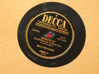 MILLS BROTHERS Someday/ On A Chinese Honeymoon 78 Decca  