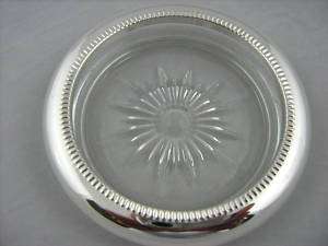 Lot of Four Leonard Silver Plated Crystal Coasters  