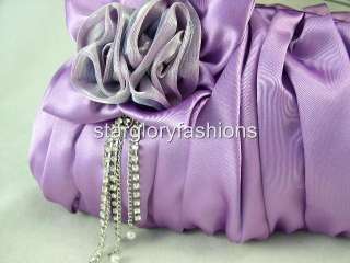 Lt Purple Wedding Purse Clutch Jeweled Crystal Tassel  