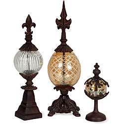 Glass and Metal Finials (Set of 3)  
