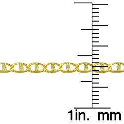 10k Yellow Gold 16 inch Pave Flat Mariner Chain Necklace   