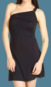   Michael Kors Black One Shoulder Logo Ring Swim Dress Cover Up Medium M