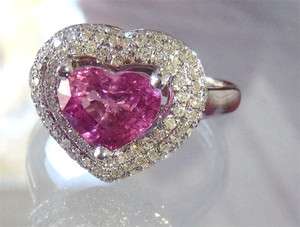   18 kt White Gold 2.39 tcw Pink Heat Cut Sapphire & Diamond Ring  