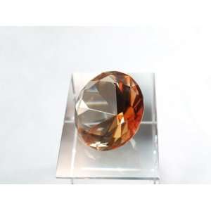 40mm Amber Crystal Diamond Jewel Paperweight 