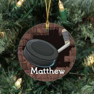    Personalized Ceramic Hockey Christmas Tree Ornament
