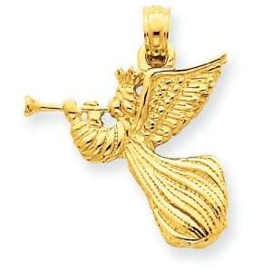  14k Gold Angel with Trumpet Pendant Jewelry
