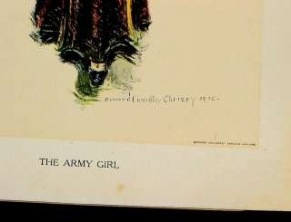 1906 HOWARD CHANDLER CHRISTY ARMY GIRL ORIGINAL PRINT  