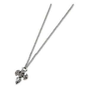  Stainless Steel Cross With Skull Necklace Chisel Jewelry
