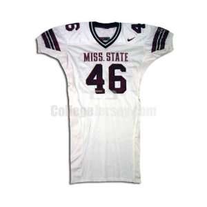  White No. 46 Game Used Mississippi State Nike Football Jersey 