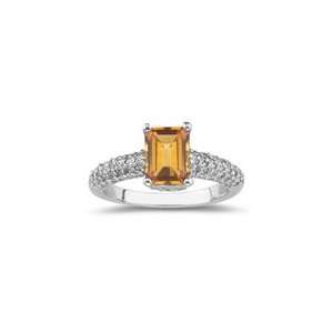  1.07 Cts Diamond & 1.09 Cts Citrine Ring in 18K White Gold 