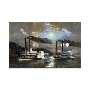  D. Manning   A Midnight Race On The Mississippi Giclee 