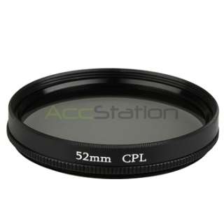 52mm 2 Piece UV/CPL SLR Camera Lens Filter Kit+Hood  