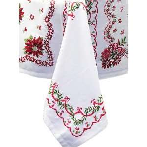  Christmas Handkerchief Tablecloth Wreaths White/Red/ Green 
