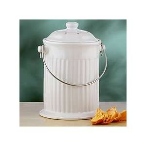  Ceramic Compost Bucket, White