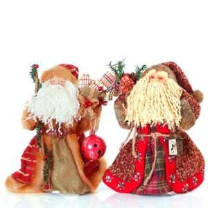  12 Fabric Woodland Cone Santa   Set of 2